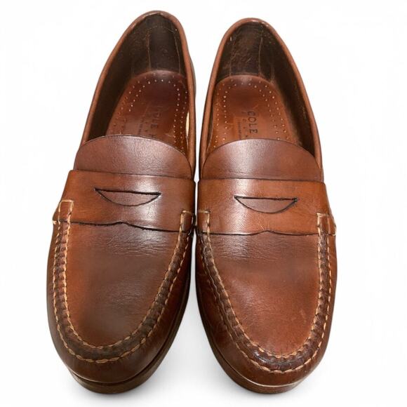 Vintage 90s Cole Haan Country Penny Loafers-Moc-Toe-Brown-Size 7.5N-Style F1456 - Picture 8 of 10